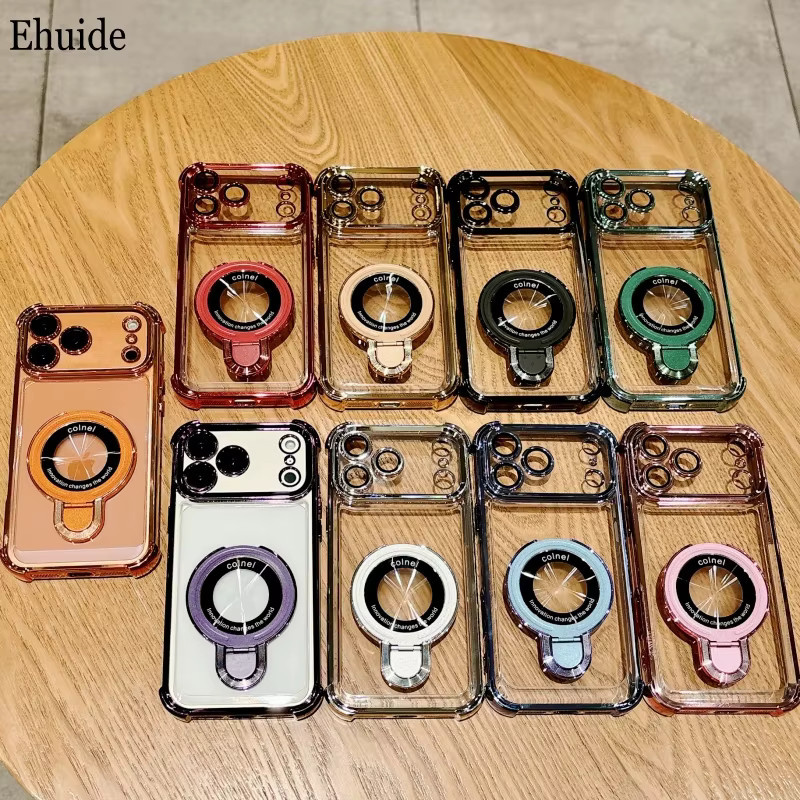 Magnetische Standhülle für Xiaomi 15T Pro 14T Redmi 15 15C Note 14 14C 13 A5 12, stoßfeste transparente Schutzhülle mit Gold-Akzenten - Bild 5