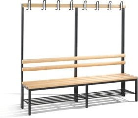 C+P Garderobenbank Basic mit Schuhrost und Haken, Anthrazit/Buche, H: 165,0 cm, B: 196,0 cm, T: 40,3 cm