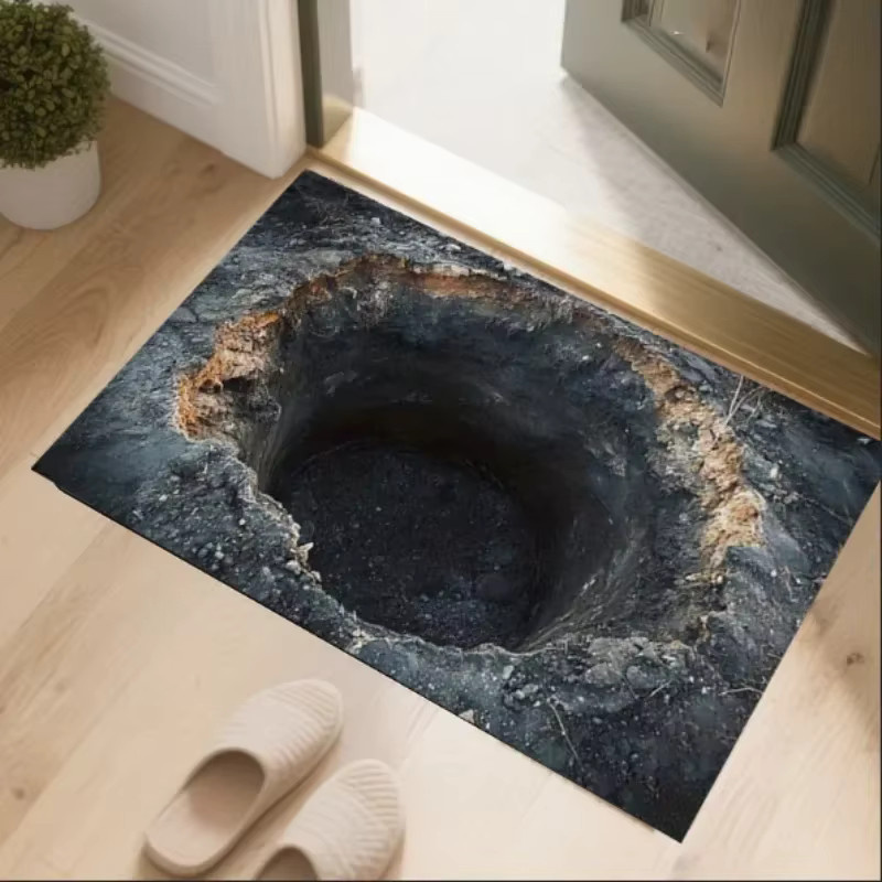 VIKAMA Teppich mit Deep Pit Texturmuster für Innen- und Außenbereiche, Rechteckig, B/T: 60 x 40 cm - Bild 2