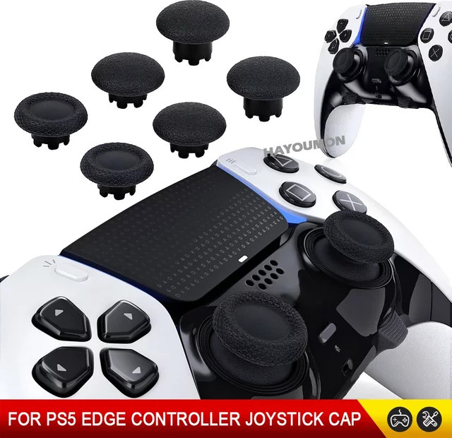 Pogopirate 6-in-1 Ersatz-Analogsticks für PS5 Edge Controller, Schwarze Kunststoff-Joystick-Daumenknöpfe - Bild 1