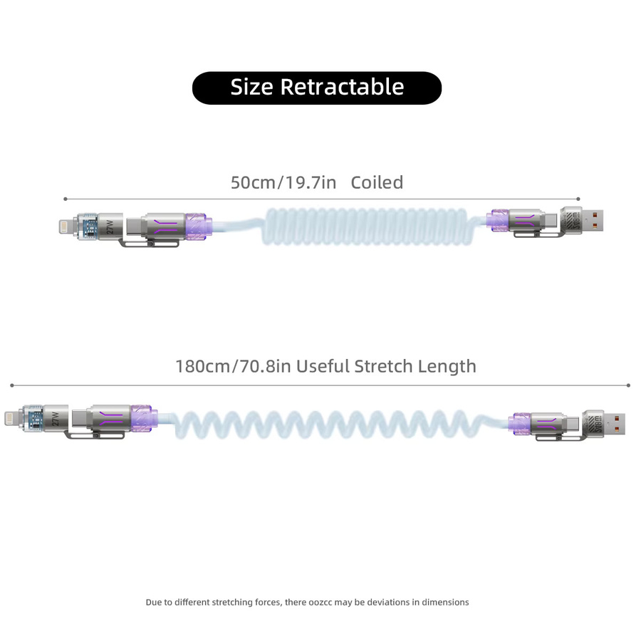 Setolgh 4-in-1 RGB USB-C-auf-USB-C-Kabel mit 240W PD-Schnellladegerät, Farbe: Blau, Länge: 1,8 m - Bild 3