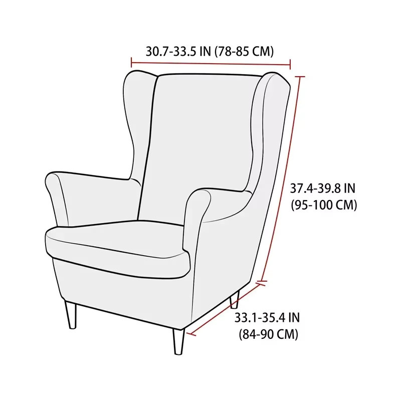 WANERQU Jacquard-Sesselbezug mit Flügeln in Grau, elastischer und waschbarer Schutzbezug für Einzelsessel mit floralem Muster - Bild 2