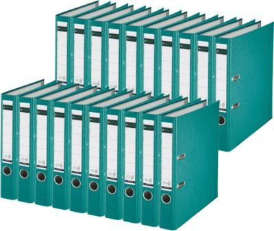 LEITZ Ordner 1015 DIN A4 Hebelordner in Türkis, 20 Stück, Rückenbreite: 52 mm - Bild 1