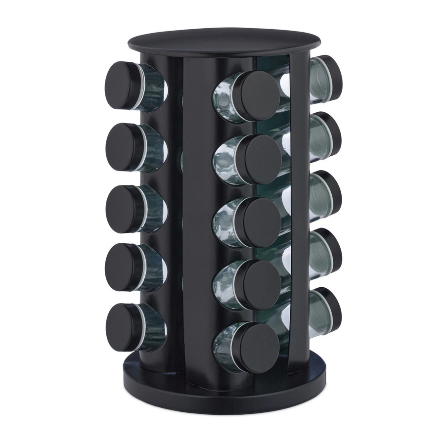 Relaxdays Gewürzkarussell aus Edelstahl und Glas mit 20 Gläsern, Schwarz, Drehbar, Breite: 33,5 cm, Tiefe: 19 cm - Bild 2