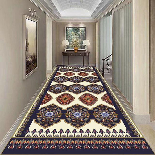 Super Six Flurteppich im ethnischen Retro-Stil, geometrisches Design, rutschfest und waschbar, B/T: 60 x 100 cm, Multicolour - Bild 1