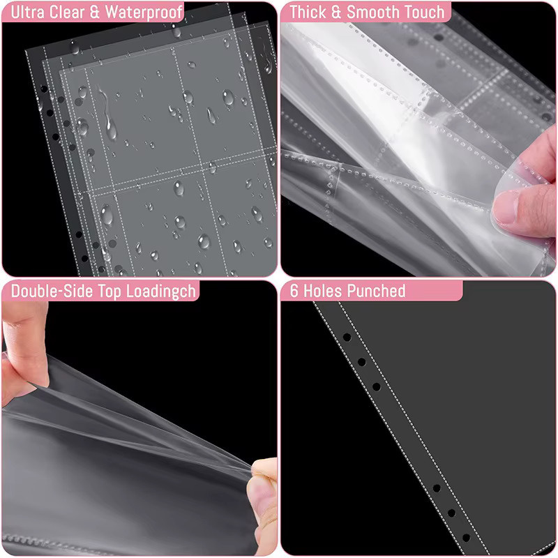 Kpop Fotokarten-Sammelalbum mit 25 Seiten und 200 Kartenfächern aus PU-Leder als Karten-Organizer mit 4 Taschen pro Seite - Bild 4