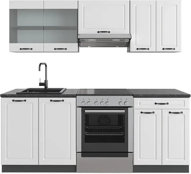 Vicco R-Line Küchenzeile Landhaus Weiß Anthrazit Breite: 200 cm - Bild 1