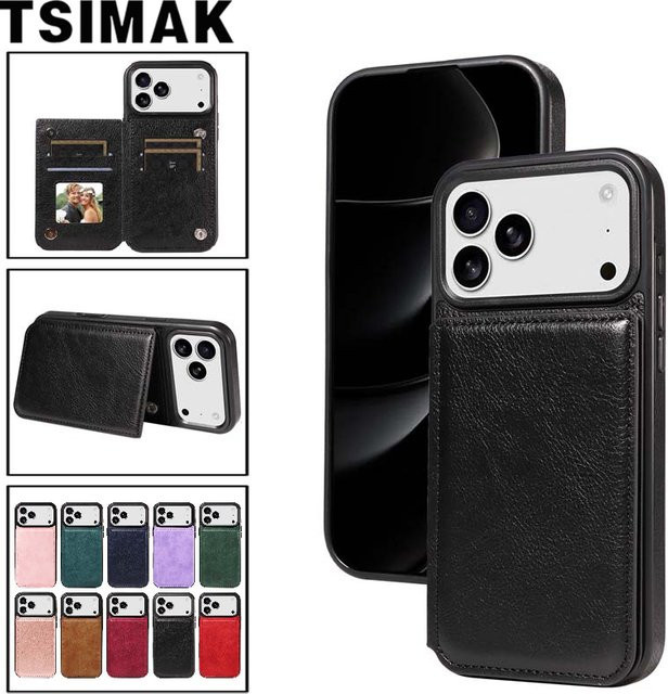 Leder-Brieftasche Schutzhülle für Apple iPhone 17, iPhone 17 Air, iPhone 17 Pro und iPhone 17 Pro Max mit Kartenfächern und doppeltem Magnetverschluss in Blau - Bild 1