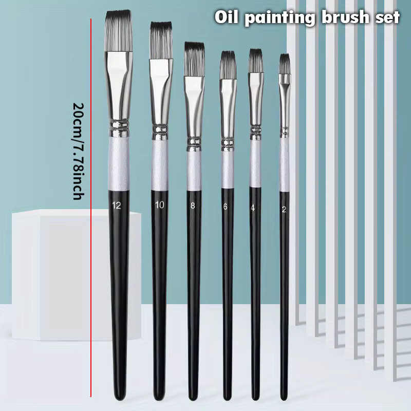 6er Set professionelle Künstlerpinsel aus Nylon für Ölmalerei, Acryl und Aquarell - Bild 2