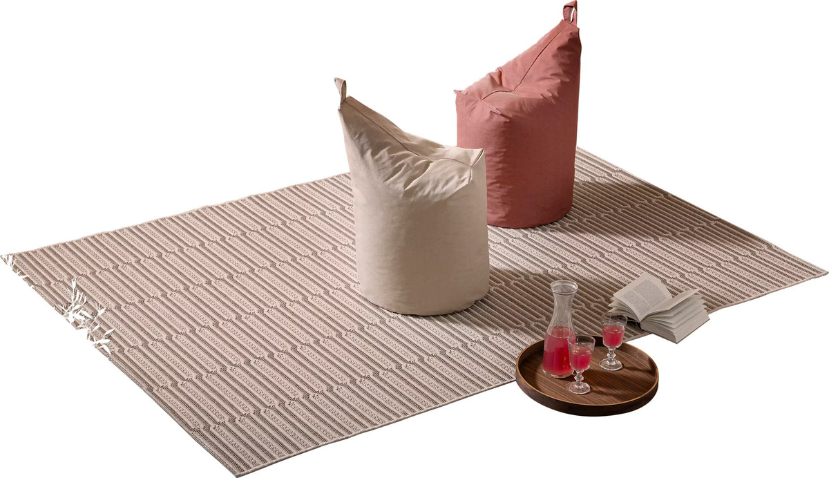 Heine Home Hocker in Sand und Beige mit abnehmbarem Bezug und Tragegriff, B/T/H: 40 x 40 x 45 cm - Bild 1