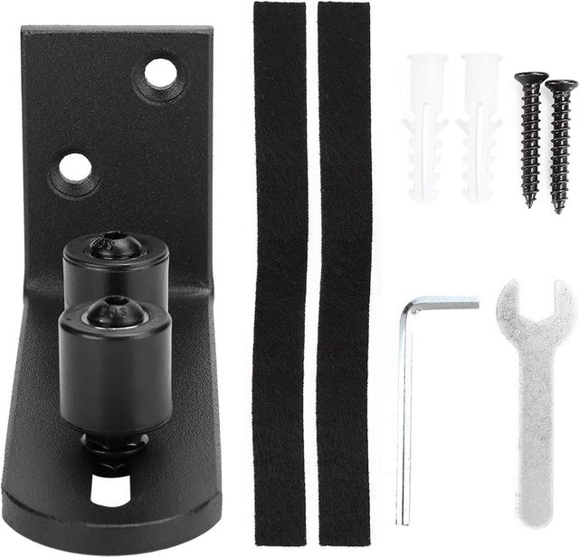 Meterk Schiebetürführung aus Kohlenstoffstahl für Scheunentore mit Duplex-Lager und Bodenrollenführungen in Schwarz - Bild 1