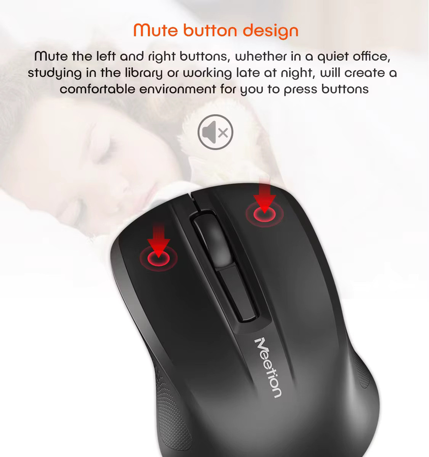 NexusClick Kabellose Bluetooth-Maus in Schwarz, ergonomisch, wiederaufladbar, 1200 DPI, Silent-Funktion für PC, Tablet und Laptop - Bild 3