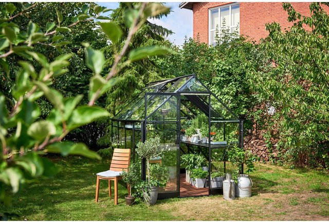 Halls Gewächshaus Qube QUBE 6 in Schwarz mit 5 m² Fläche, Sicherheitsglas und Aluminiumrahmen - Bild 1