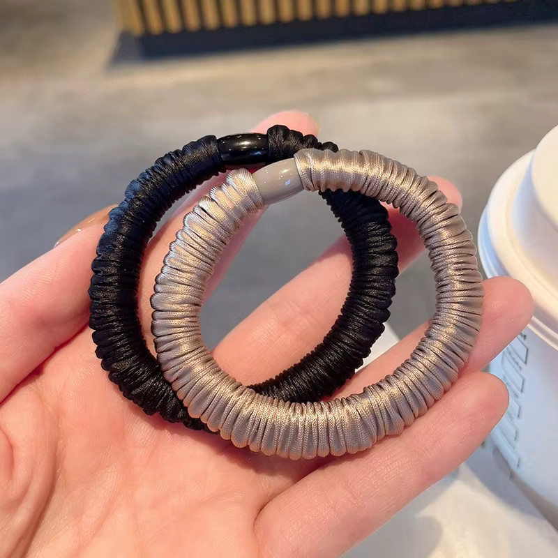 Velishy Scrunchies, Seide, Satin, Damen, Schwarz, Weiß - Bild 1