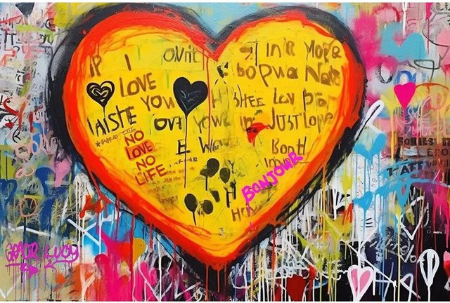 Art Universe Glasbild Full of Love Abstract Herz Motiv Multicolour Breite: 80 cm, Höhe: 120 cm - Bild 1