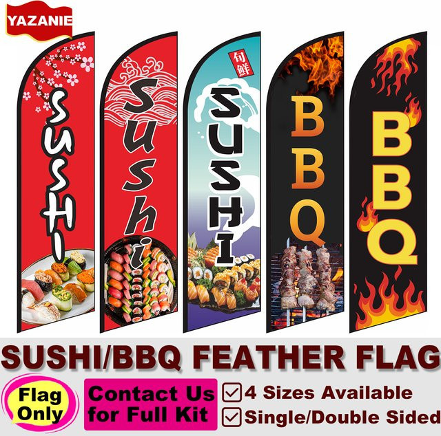 YAZANIE Sushi-Federfahne als Outdoor-Werbebanner für Restaurants und Strand, einseitig oder doppelseitig, multicolour - Bild 1