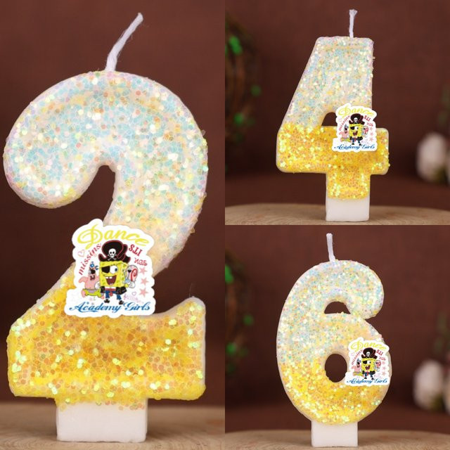 Potdemiel SpongeBob Digitale Kerzen Zahlen 0-9 für Geburtstag und Tortenaufsatz, Mehrfarbig - Bild 1