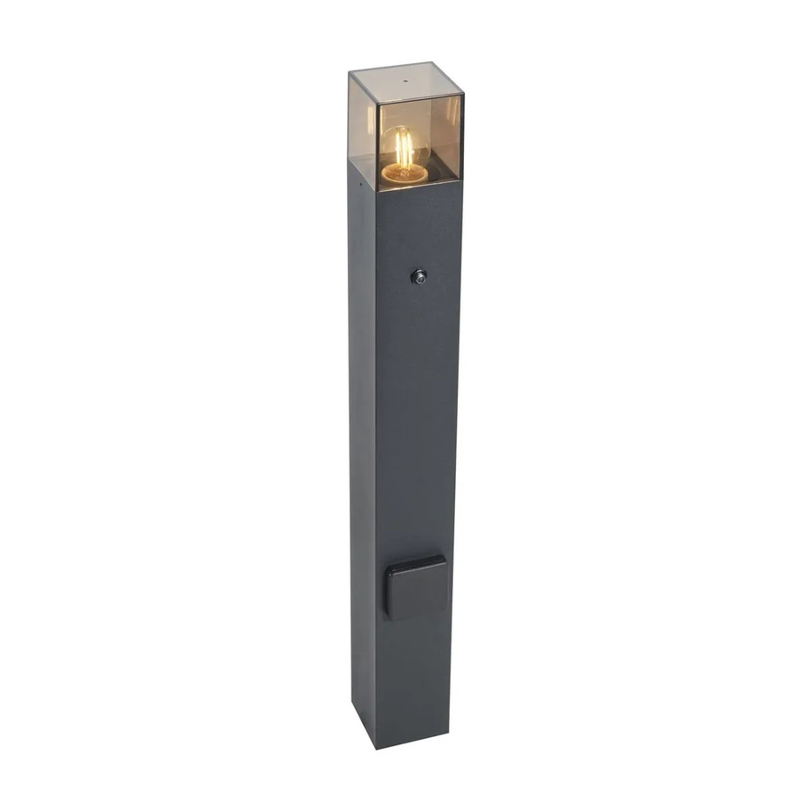 QAZQA Moderne Wegeleuchte Schwarz mit Rauchglas und Dämmerungssensor IP44, Höhe: 70 cm - Bild 2