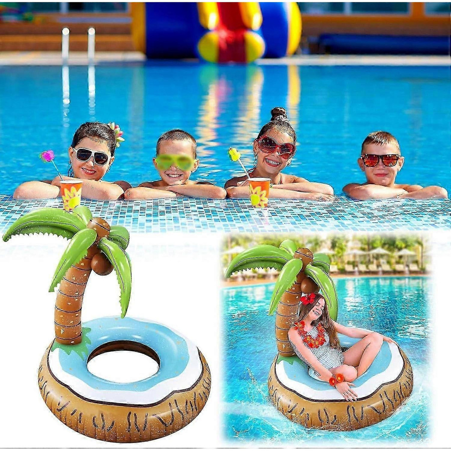 PACA BASE Aufblasbarer Schwimmring Palme Kokosnuss Blau Braun - Bild 4