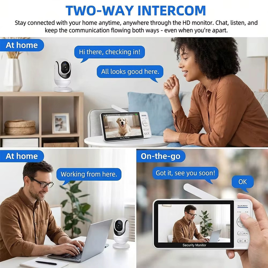 Overscam Babyphone mit 7-Zoll-Bildschirm, Kamera, Audio und Nachtsicht, Weiß, ohne WLAN mit Temperaturüberwachung und 2-Wege-Gespräch - Bild 4