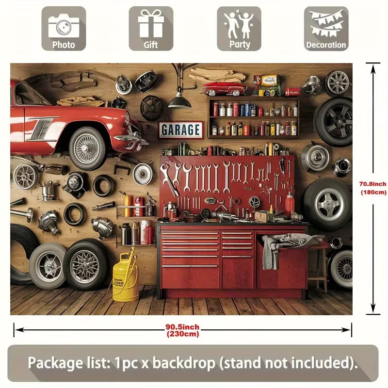 OURFETE Retro Garage Werkstatt Party Banner aus Polyester in Multicolour - Bild 4