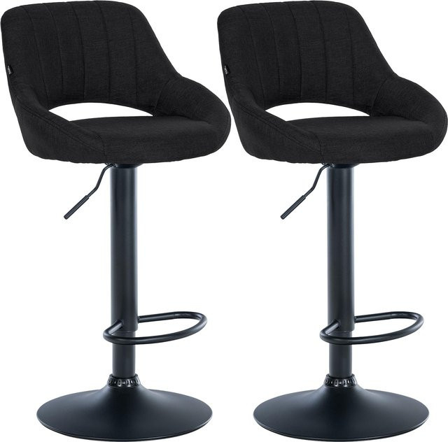 CLP Barhocker 2er Set Milet höhenverstellbar mit Lehne, gepolsterte Barstühle mit Stoffbezug und Metallgestell, drehbar - Bild 1