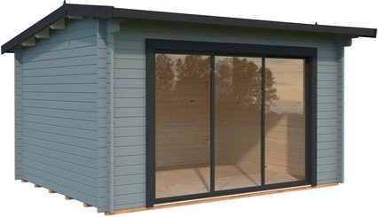 PALMAKO Gartenhaus Ines aus Fichtenholz in Grau mit Satteldach und Fußboden, B/T/H: 434 x 379 x 250 cm - Bild 1