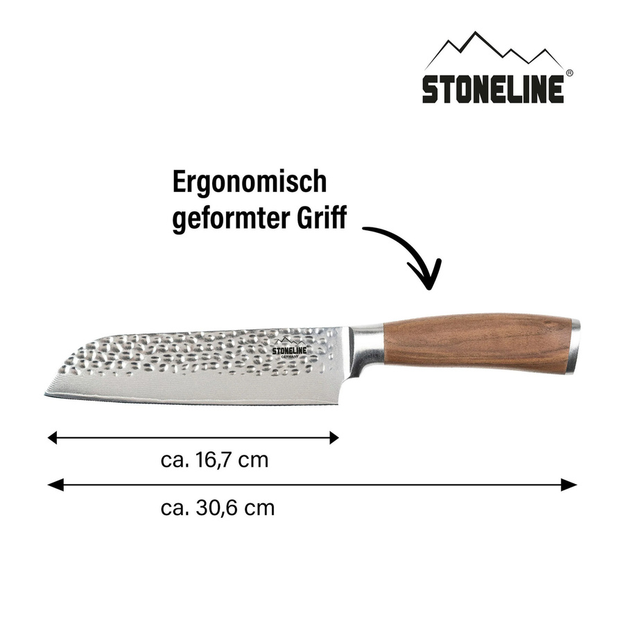 STONELINE Santokumesser aus 67 Lagen Damast mit Holzgriff in Silber - Bild 2