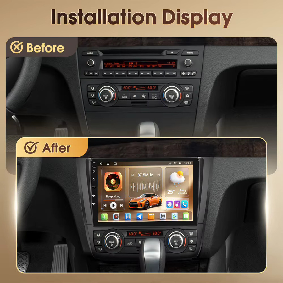 Podofo 4G Autoradio für BMW 1er Serie 2008-2012 mit CarPlay und Android Auto, 9 Zoll Smart Intelligentes System, 8-Kern, 8+128G, WIFI, GPS, DAB, Schwarz - Bild 2