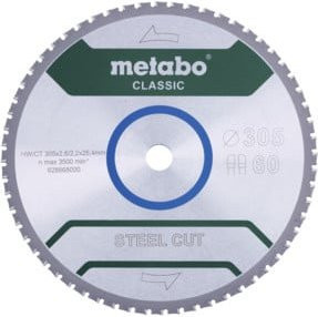 Metabo Kreissägeblatt Steel Cut Classic für Metall, Farbe: Silber, Durchmesser: 305 mm, Bohrung: 25,4 mm, Zähne: 60 - Bild 1