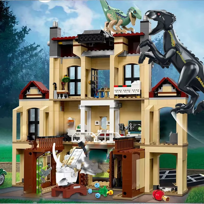LEGO Dinosaurier-Park Tyrannischer Drache greift das Herrenhaus an, Bausteine-Spielzeug-Puzzle - Bild 4