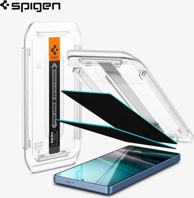 Spigen Glas.tR EZ Fit Sichtschutz-Displayschutzfolie aus gehärtetem Glas für Samsung Galaxy S24 Ultra, S25 und S26 Ultra, 2 Stück, transparent - Bild 1