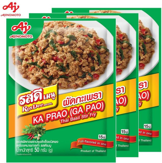 Ajinomoto RosDee-Menü Thai-Basilikum-Pfanne Ka Prao 3 x 50 g - Bild 1