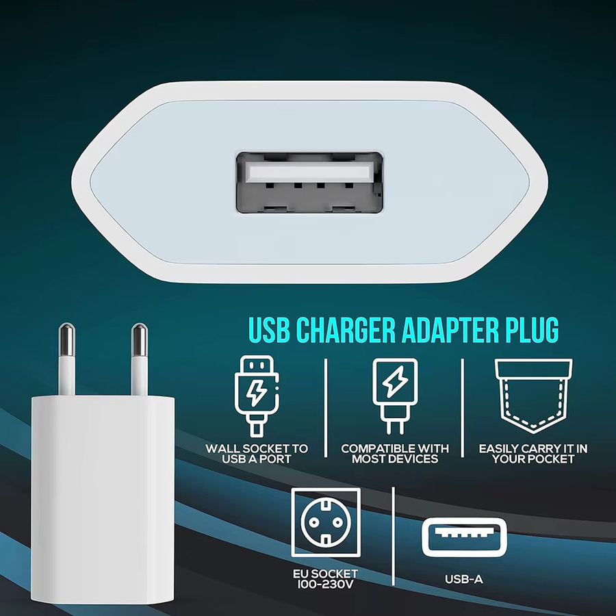 USB Wandladegerät mit EU-Stecker 5V/1A Reise-Netzadapter in Weiß für Xiaomi, Samsung, Huawei und Google Smartphones - Bild 3