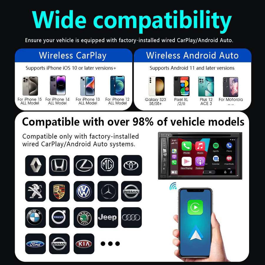 PLAYAIBOX 4-in-1 Wireless CarPlay und Android Auto Dongle Mini AI Box Bluetooth-Adapter für Volvo, Benz, MG, Kia, Chery und VW in Orange - Bild 4