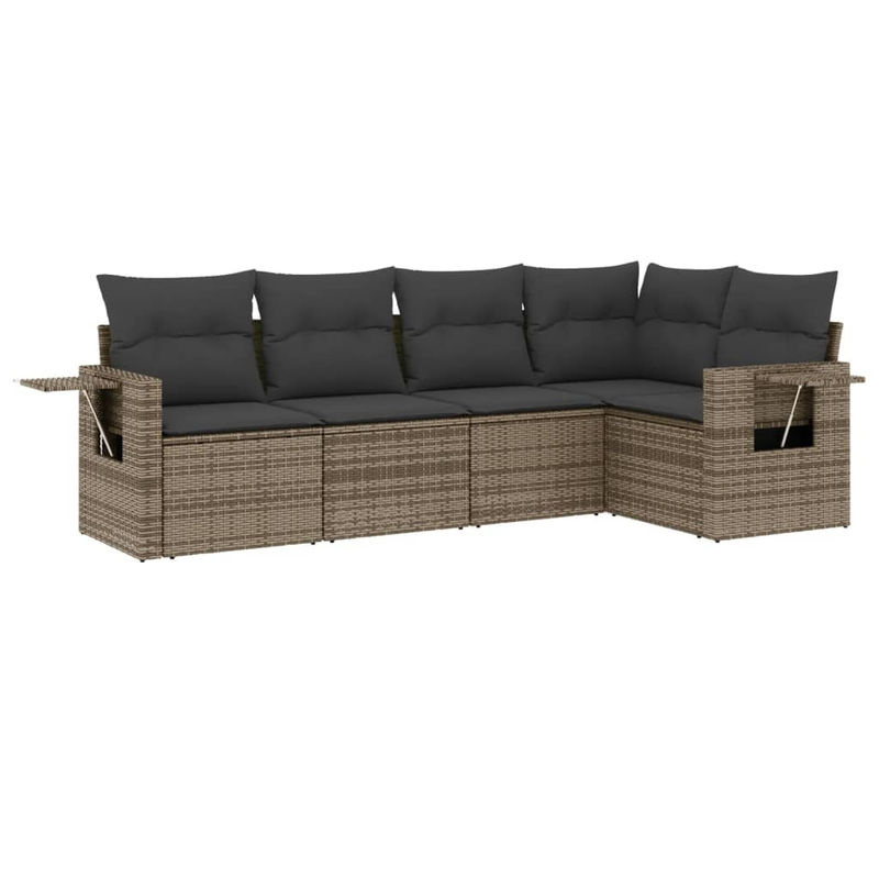 Vidaxl Garten-Sitzgruppe aus grauem PE-Rattan mit 5 Teilen und Kissen im modernen Design - Bild 3