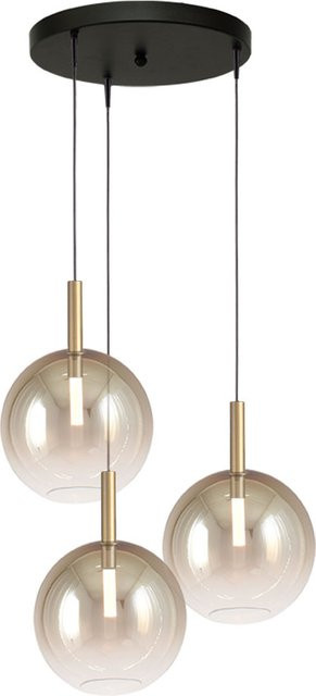 Masterlight Lido LED-Pendelleuchte 3-flammig rund in Gold und transparentem Glas - Bild 1