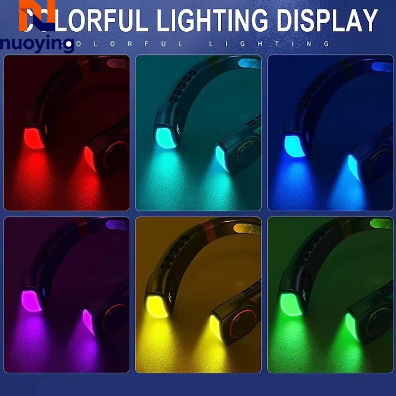 NUOYING Blattloser Nackenventilator mit LED-Anzeige und Ambientelicht in Pink oder Black - Bild 4