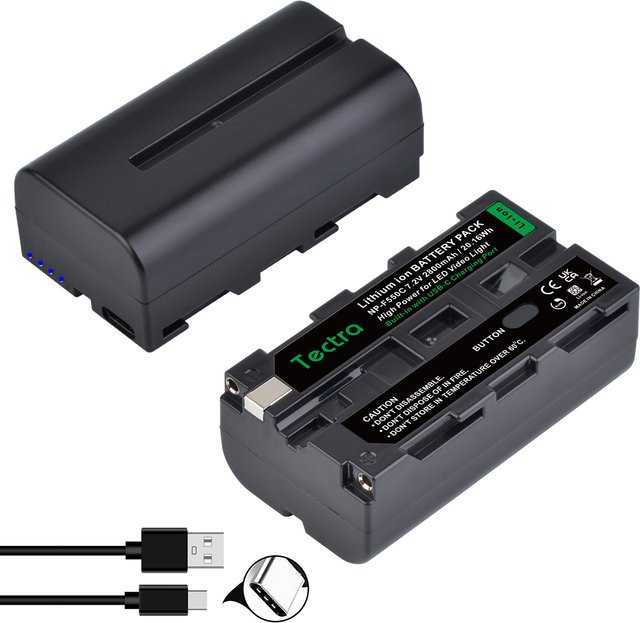 NP-F550 Akku mit USB-C-Ladeanschluss für Sony Videomonitore und LED-Videoleuchten, Schwarz - Bild 1