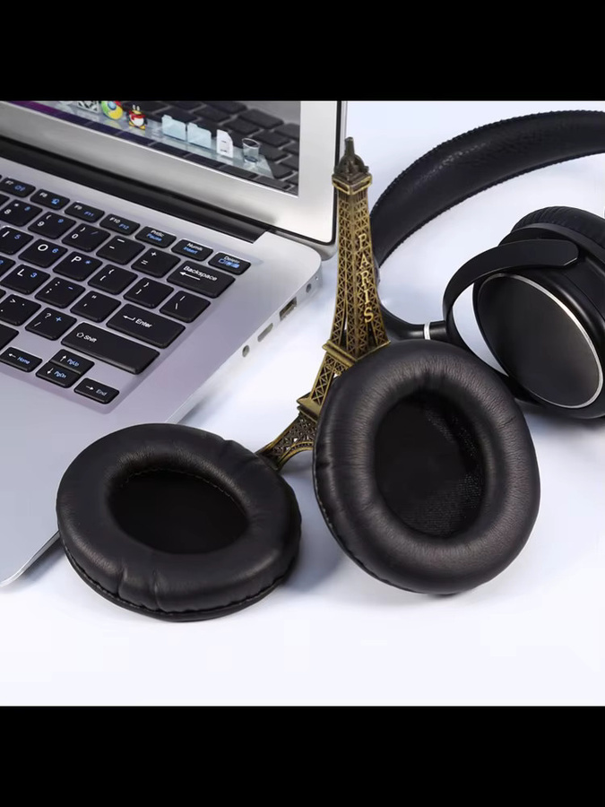 Ersatz-Ohrpolster aus PU-Leder in Schwarz für Pioneer, Sennheiser, Motorola, Razer, Panasonic und RAPOO Kopfhörer - Bild 4