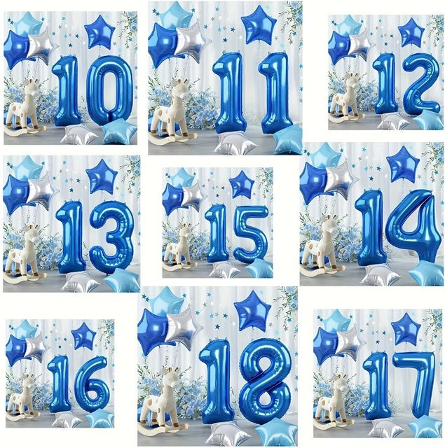 RENYUAN Zahlenballon-Set in Blau, 32 Zoll, für Geburtstagsdekoration und Babypartys - Bild 1