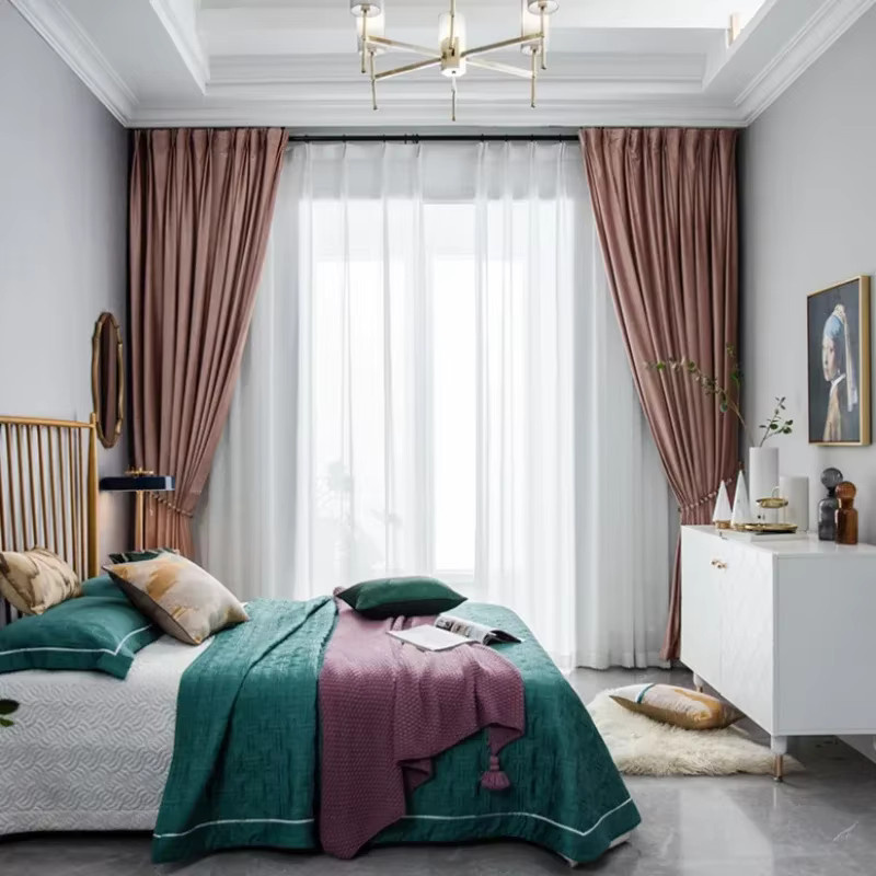 ZJBYZHOUSEHOLD Verdunkelungsvorhänge aus Samt in Rosa für Wohnzimmer, Esszimmer und Schlafzimmer im modernen skandinavischen Design - Bild 3