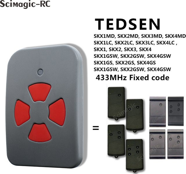 Tedsen Teletaster Berner Garagentor Fernbedienung Elka SKX1MD SKX2MD SKX3MD SKX4MD 433MHz Fester Code in Blau und Grau - Bild 1