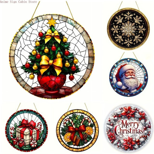 Potdemiel 2D Weihnachts-Sonnenfänger aus Acryl in Multicolour, runder floraler Fensterhänger zur Dekoration von Veranda, Zimmer und Garten - Bild 1