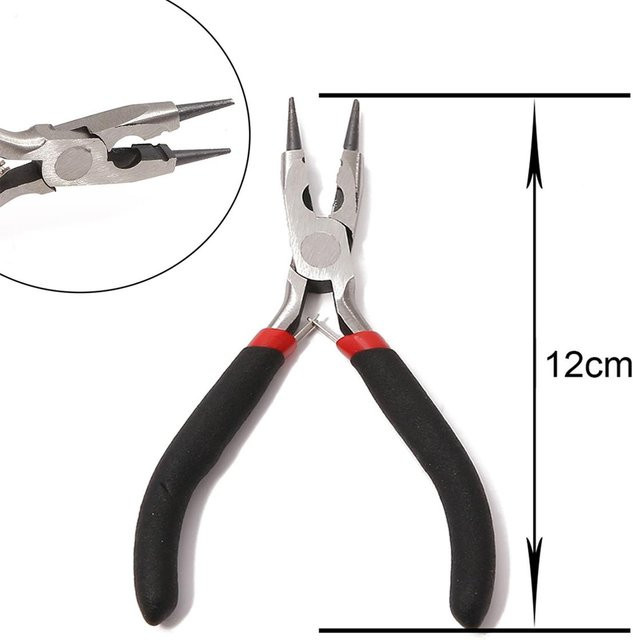 Home Craftdiy Edelstahl Spitzzange für Schmuckherstellung und DIY-Design, Long Nose, Schwarz/Rot/Silber - Bild 1