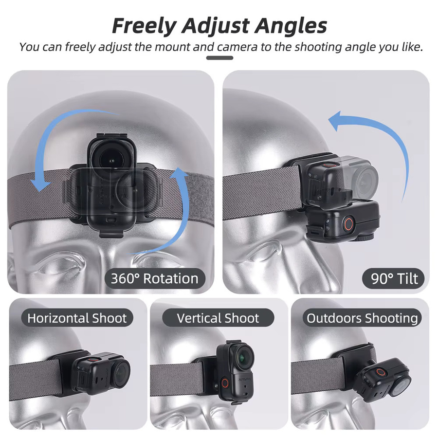Sunnylife Kopfbandhalterung für DJI Osmo Nano Kamera in Schwarz mit verstellbarem Gürtel für vertikale und horizontale Aufnahmen - Bild 2