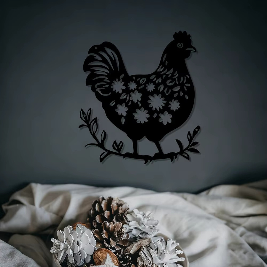 CIFBUY Wanddekoration aus Metall mit Hahn-Motiv in Schwarz im rustikalen Bauernhaus-Stil - Bild 5