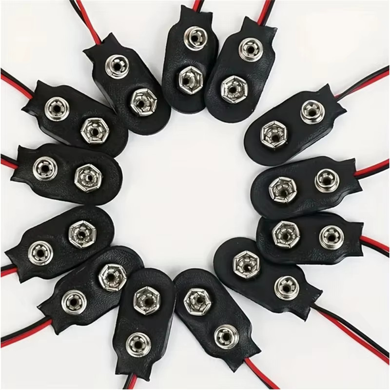 AOKIN 10 Stück 9 V Batterie-Clips in Schwarz und Rot mit 2-Draht-Kabel als Verbindungsstecker und Batteriehalter - Bild 2