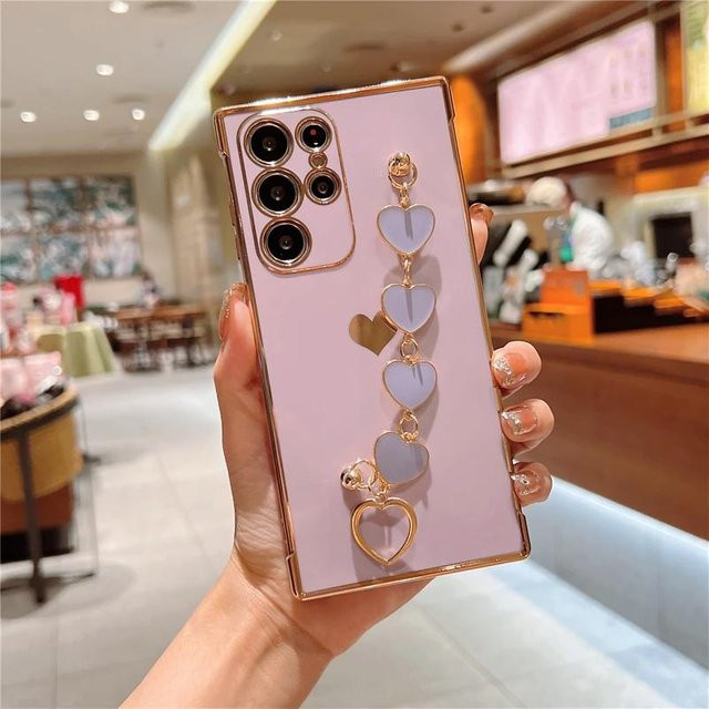 Yiran Plating Silicone Bracelet Case für Samsung Galaxy S25 S24 S23 S22 S21 Ultra Plus FE A55 A54 A53 A52 5G Shockproof Armor Cover in Lila - Bild 1