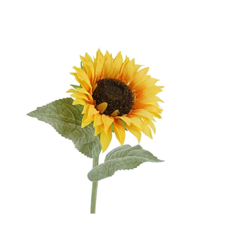 4 Stück LINANUO künstliche Sonnenblumen aus Latex in Gelb und Orange, Einzelstiel für Hochzeitsdekoration und Tischschmuck - Bild 5